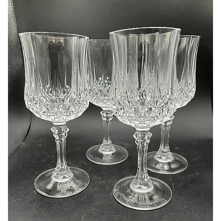 Set of 8 French Water Wine Glasses Longchamp (Clear) by CRISTAL D'ARQUES Paris