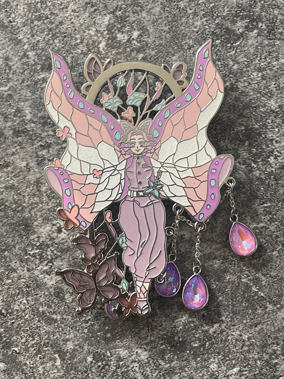 fatcatpins shinobu pin silver plating