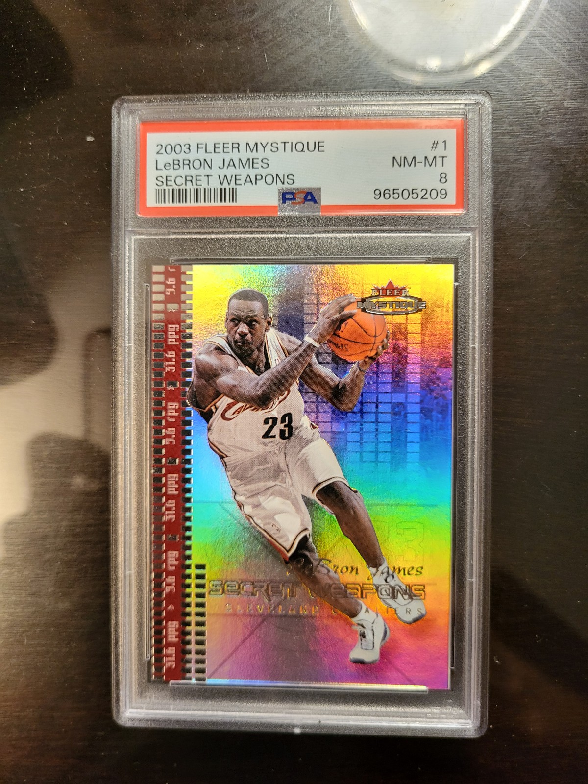 2003-04 Fleer Mystique Lebron James Rookie Secret Weapons /500 psa 8!!
