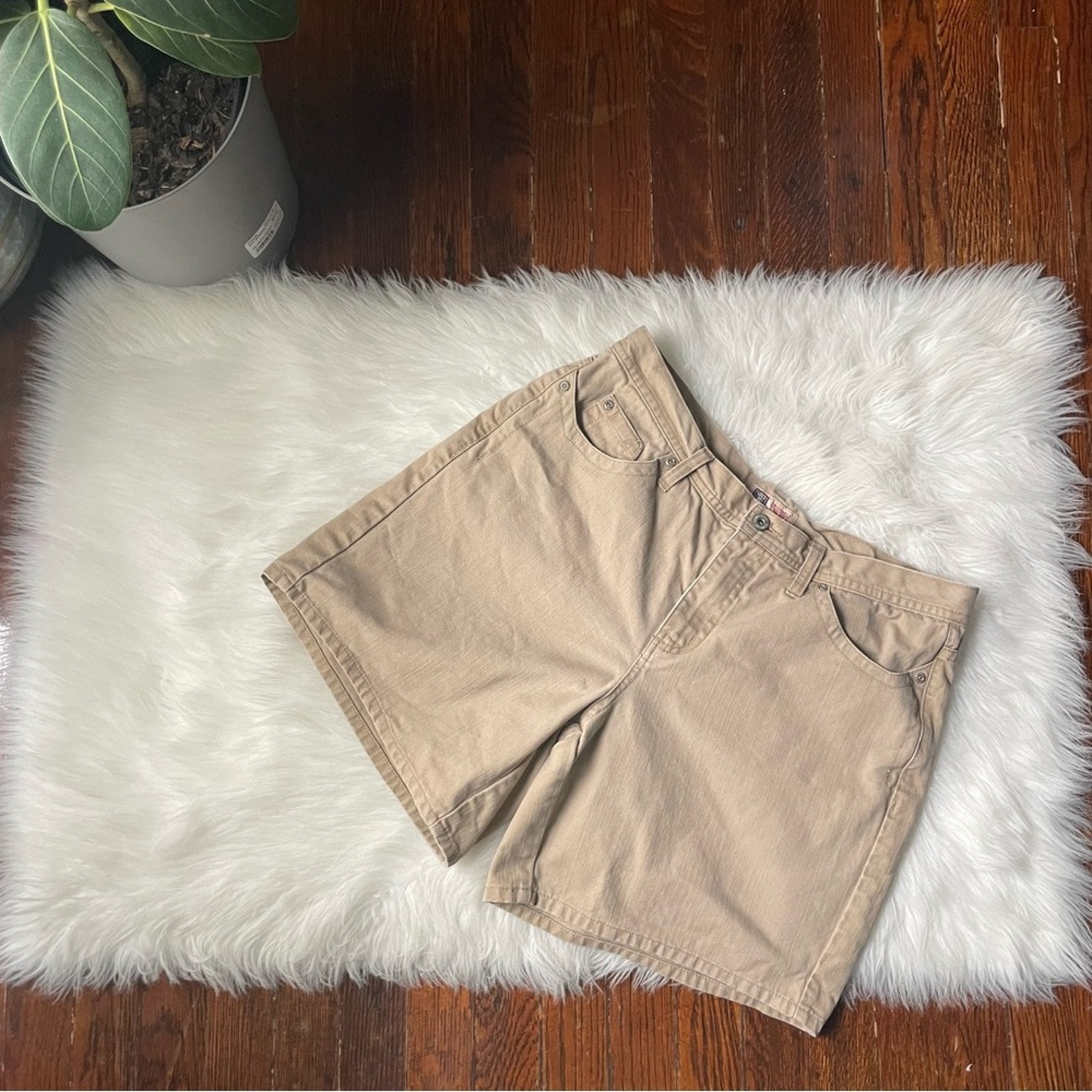 90s Vintage High Waisted Jean Shorts tan brown