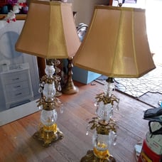 2 antique crystal lamps
