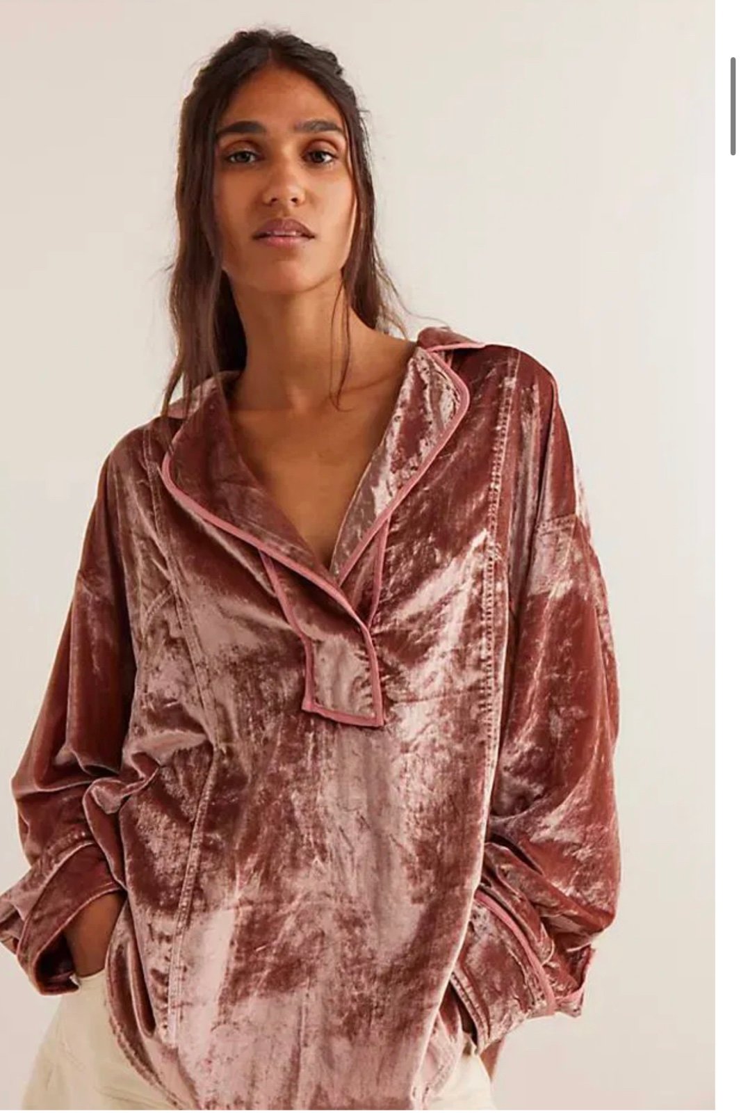 Free people velvet button up hippie glam
