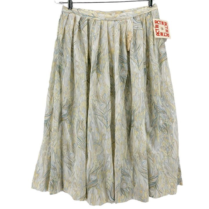 NWT Act III Vintage Skirt Floral Pleated Midi Lightweight Size 14