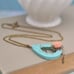 Turquoise Necklace with Pink Rose