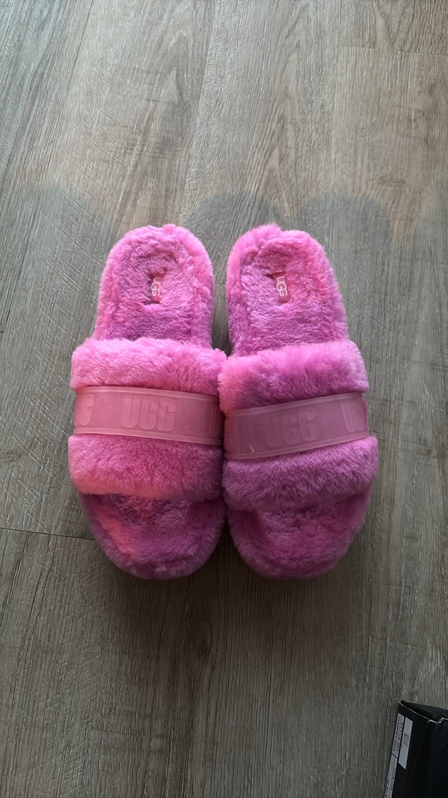 UGG brand new magenta fuzzy platform sandals