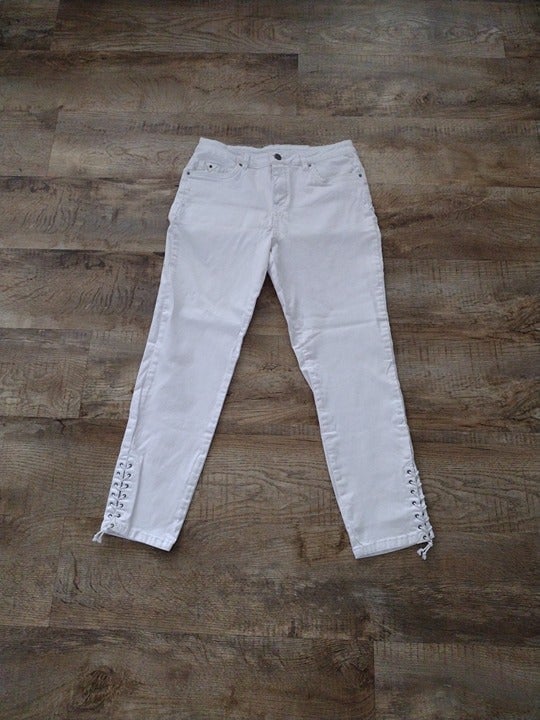 Soft Surroundings Ultimate high rise tie hem denim crop jeans 28 Inseam Sz 10