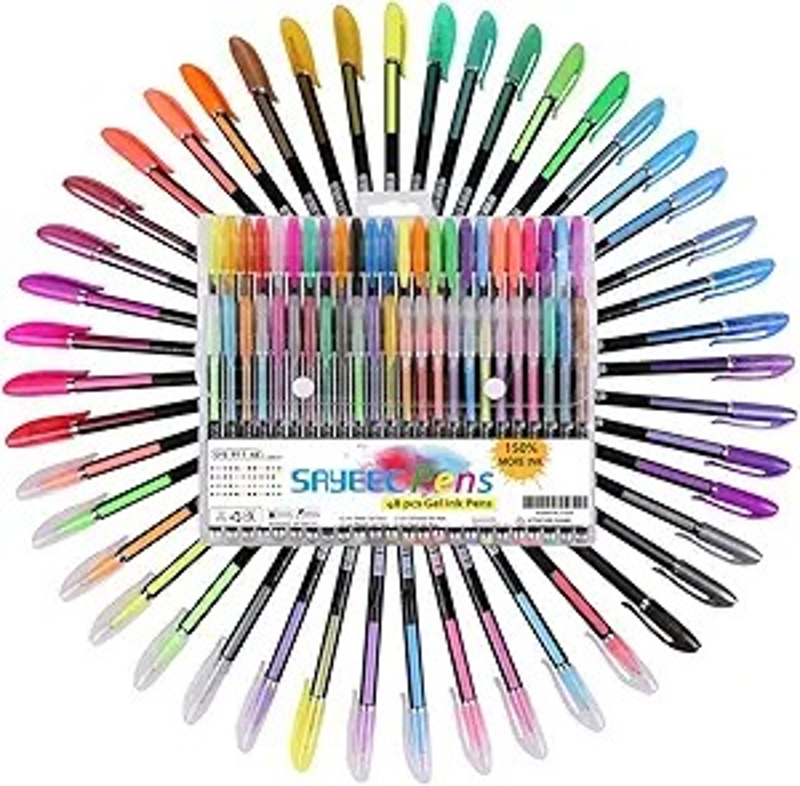 Glitter Metallic Gel Pen Set Coloring Neon Pens 48 Packs
