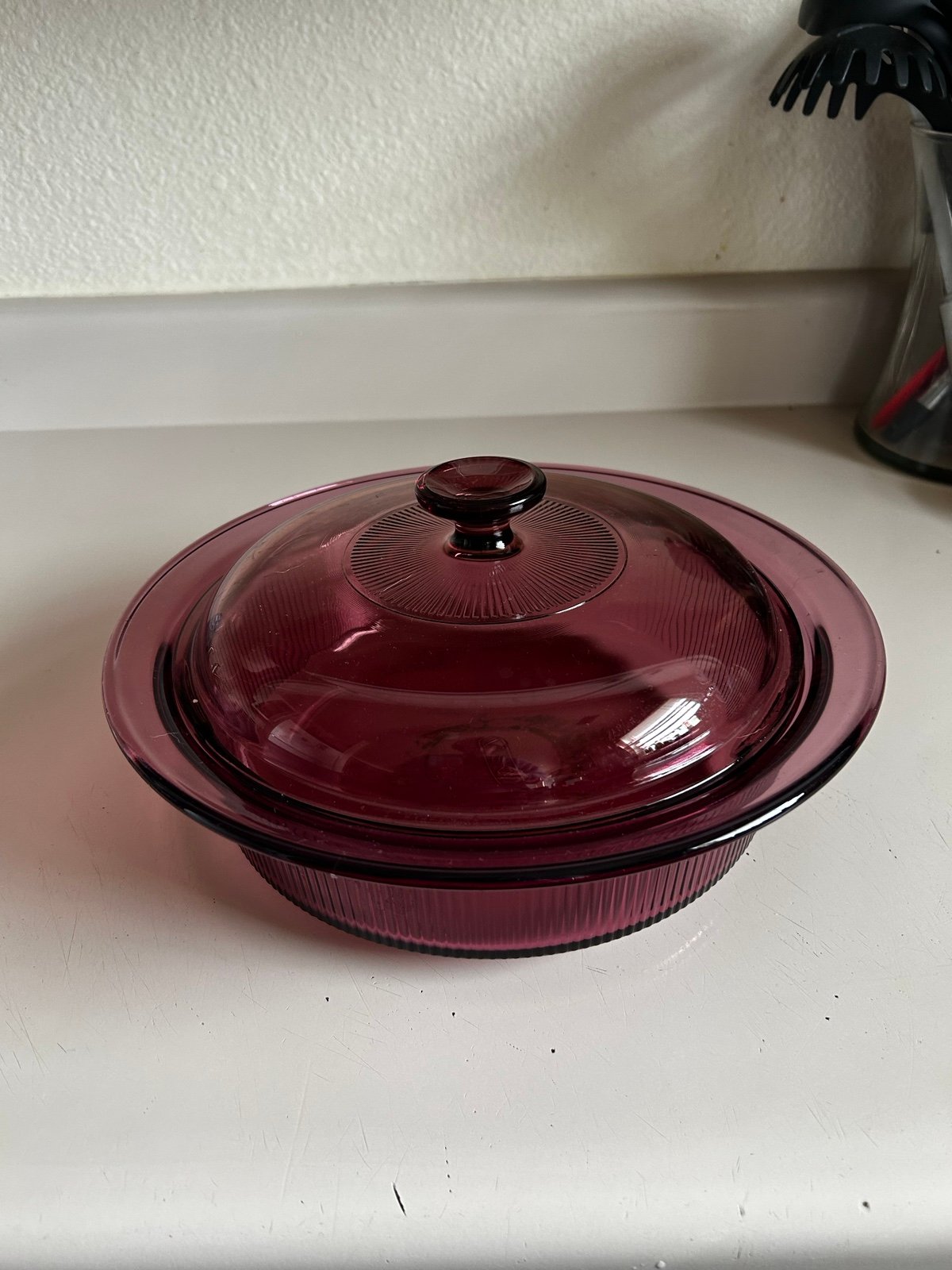 Vintage Cranberry vision casserole dish