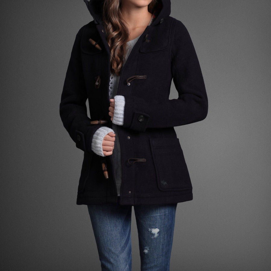 Abercrombie and Fitch Toggle Wool Navy Coat 260