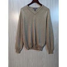 Saks Fifth Avenue Men's Cashmere Sweater XL Beige V-Neck Designer Adult