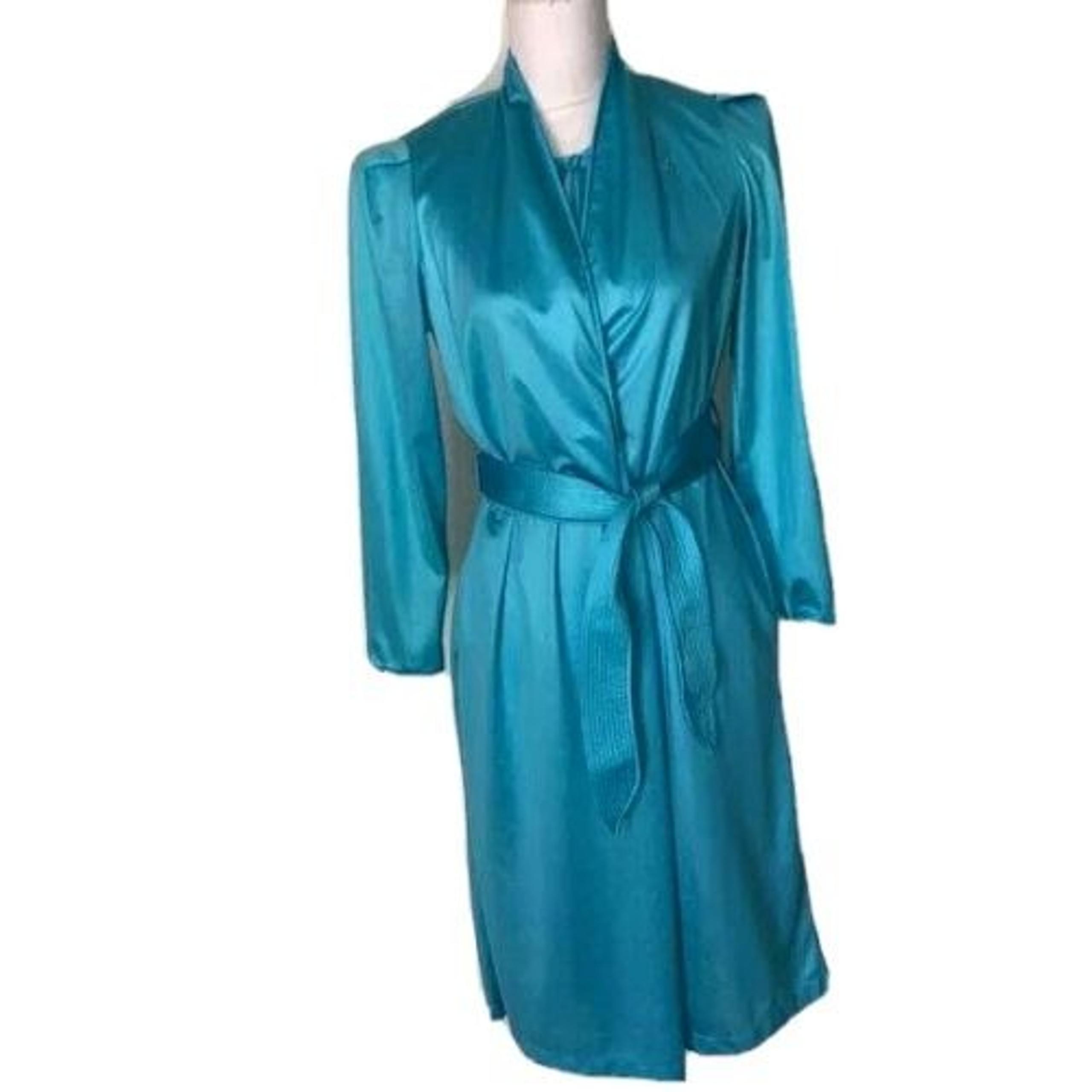 Diane Von Furstenberg DVF Vintage Robe Nightie Set Small S Womens Nylon Blue