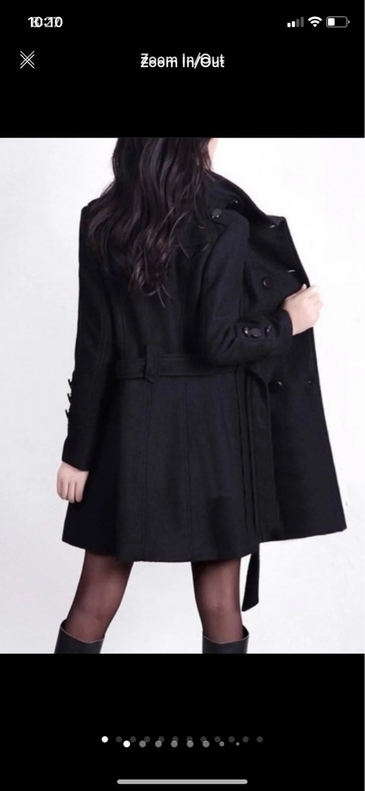 XL black woolen winter trench coat