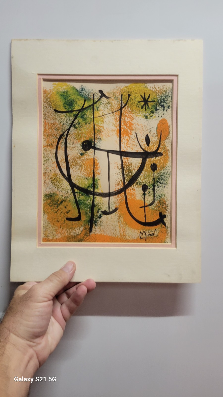 Joan Miro Painting on Paper Abstract Surrealism Modernist SIGNED