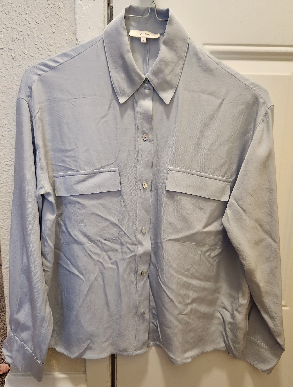 Vince Silky Light Blue Button Up Shirt Woman's Small