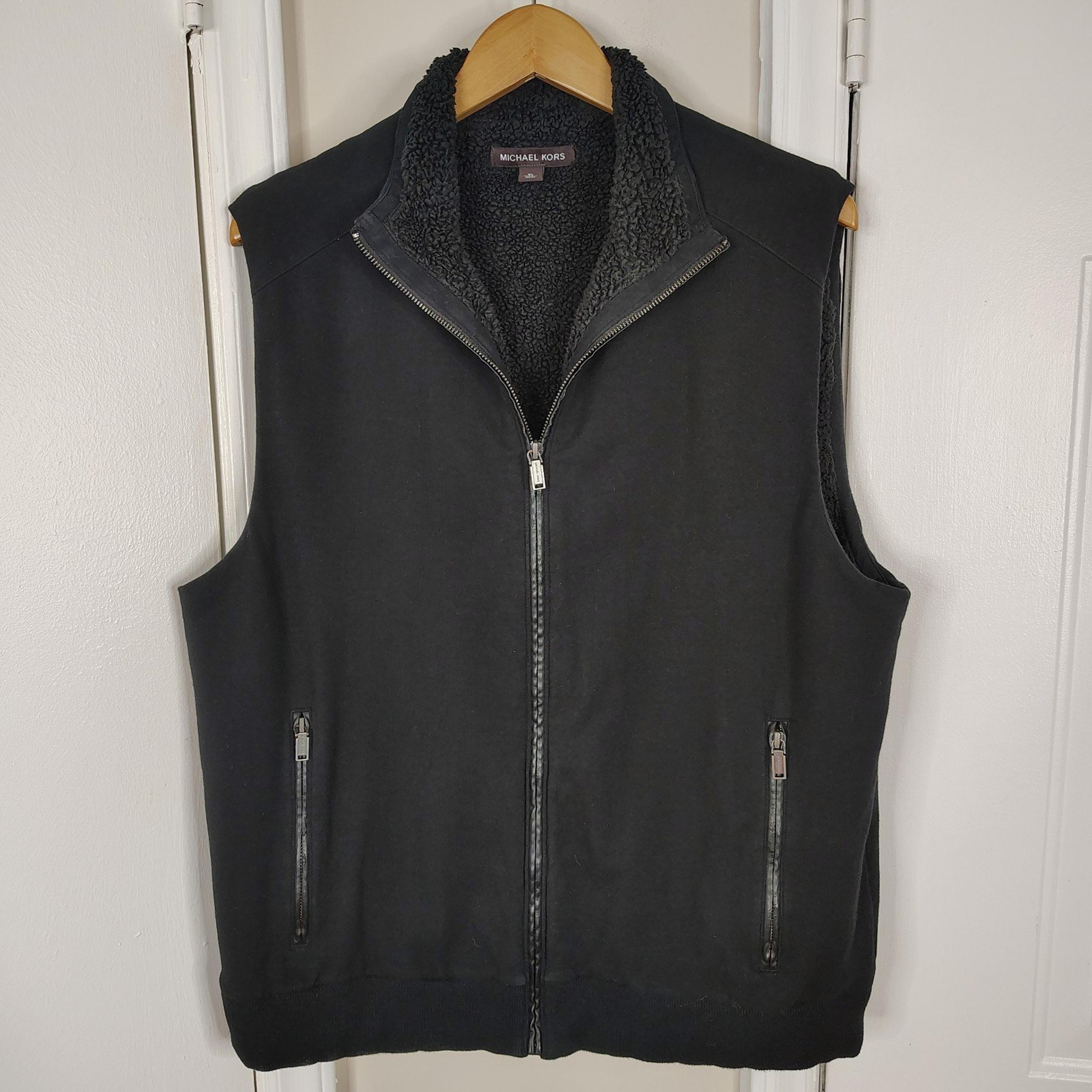 Michael Kors Vest Jacket Polartec Fleece Lining Full Zip Warm  Black XLarge