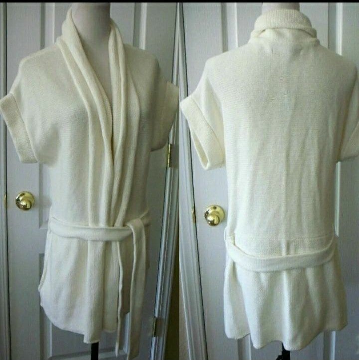 LONG CARDIGAN SWEATER COAT BELTED M/L WOMENS