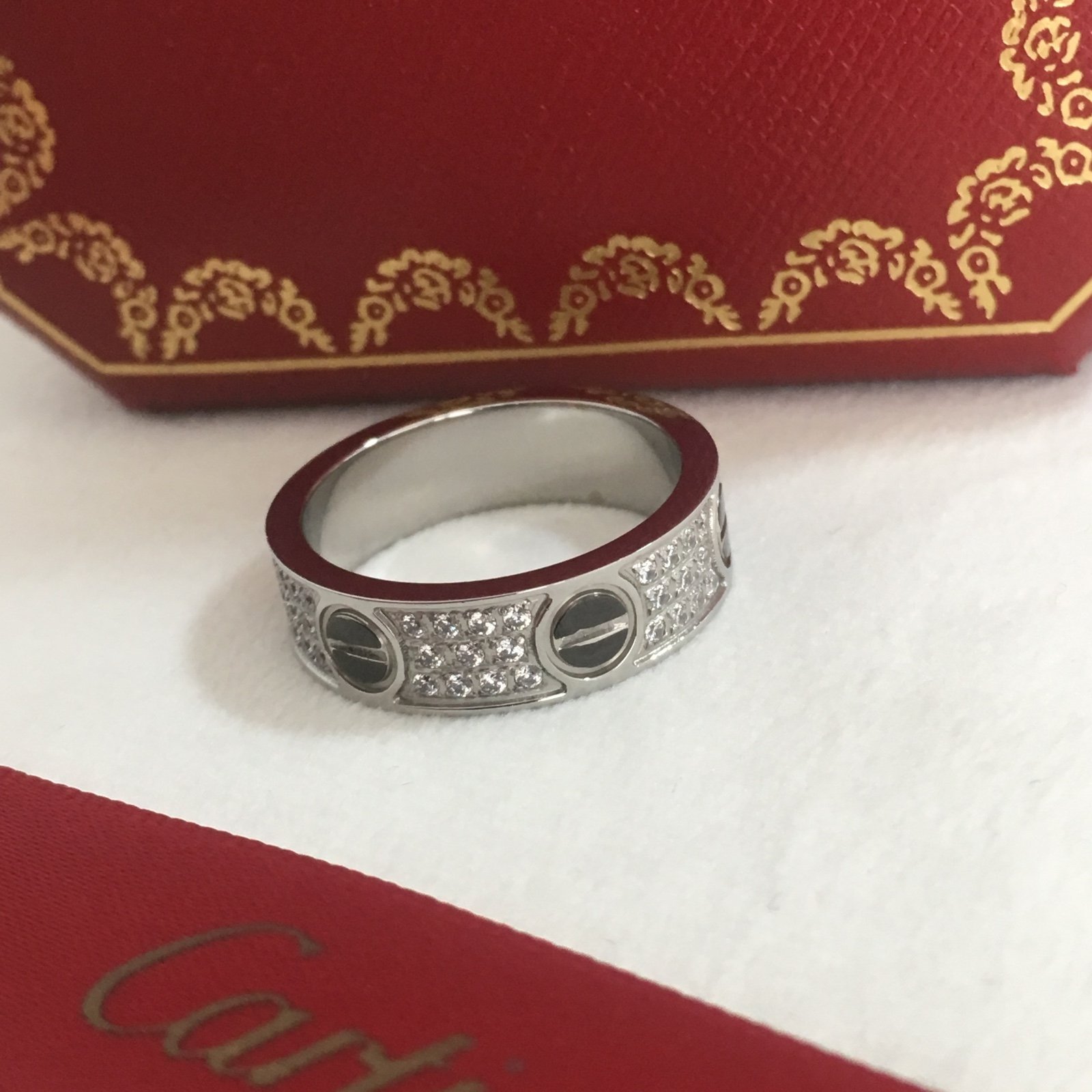 Real Gold 18K White Gold/Ceramic Ring