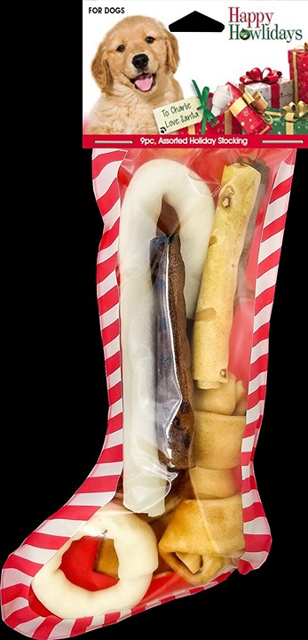 Pet Factory Happy Howlidays Assorted Chews Dog Christmas Stocking 9pc Small