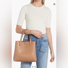 Street Level Mini Reversible Faux Leather Tote Crossbody Bag Wristlet Black/Tan