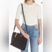 Street Level Mini Reversible Faux Leather Tote Crossbody Bag Wristlet Black/Tan