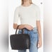 Street Level Mini Reversible Faux Leather Tote Crossbody Bag Wristlet Black/Tan