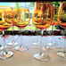 Pier 1 Amberina Hand Blown 9 Water/Wine & Balloon Goblets w/ Cadmium Glow