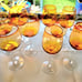 Pier 1 Amberina Hand Blown 9 Water/Wine & Balloon Goblets w/ Cadmium Glow
