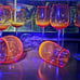 Pier 1 Amberina Hand Blown 9 Water/Wine & Balloon Goblets w/ Cadmium Glow