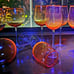 Pier 1 Amberina Hand Blown 9 Water/Wine & Balloon Goblets w/ Cadmium Glow