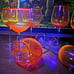 Pier 1 Amberina Hand Blown 9 Water/Wine & Balloon Goblets w/ Cadmium Glow