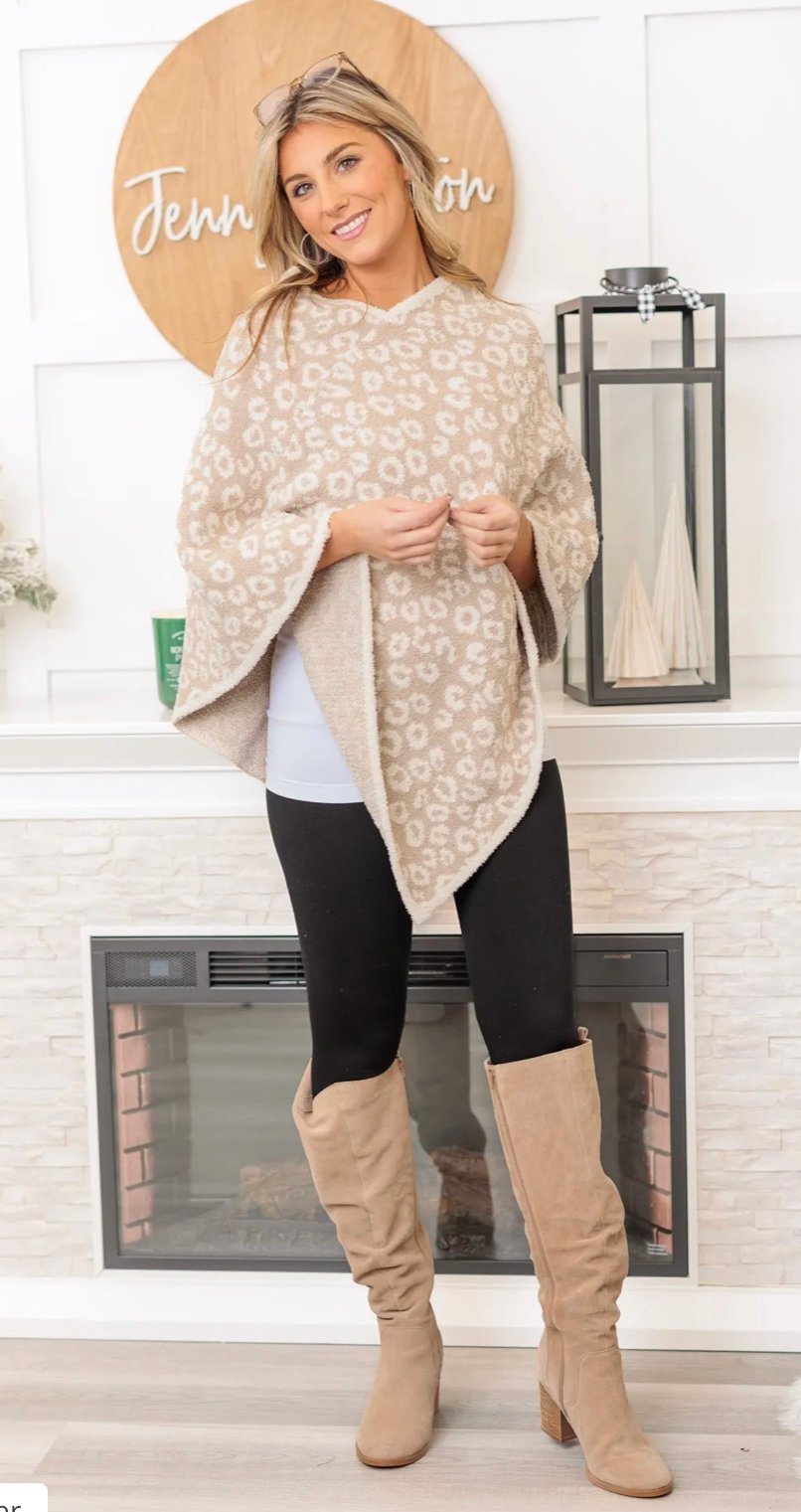 NWOT Cozy Leopard Poncho