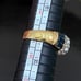Vintage CZ Stone with Blue Baguette Gold-plated Ring Size 9