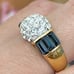 Vintage CZ Stone with Blue Baguette Gold-plated Ring Size 9