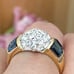 Vintage CZ Stone with Blue Baguette Gold-plated Ring Size 9