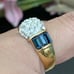 Vintage CZ Stone with Blue Baguette Gold-plated Ring Size 9