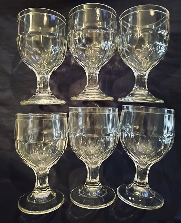 Hazel Atlas Water Goblets (6) 5-1/2 x 3-1/8 Clear Glass FIRM