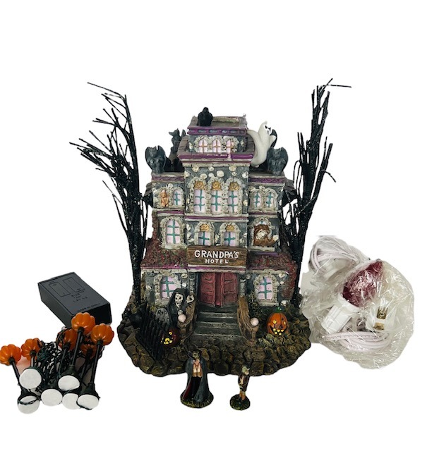 The Munsters Hawthorne Village Halloween Grandpas Hotel Transylvania Eddie light