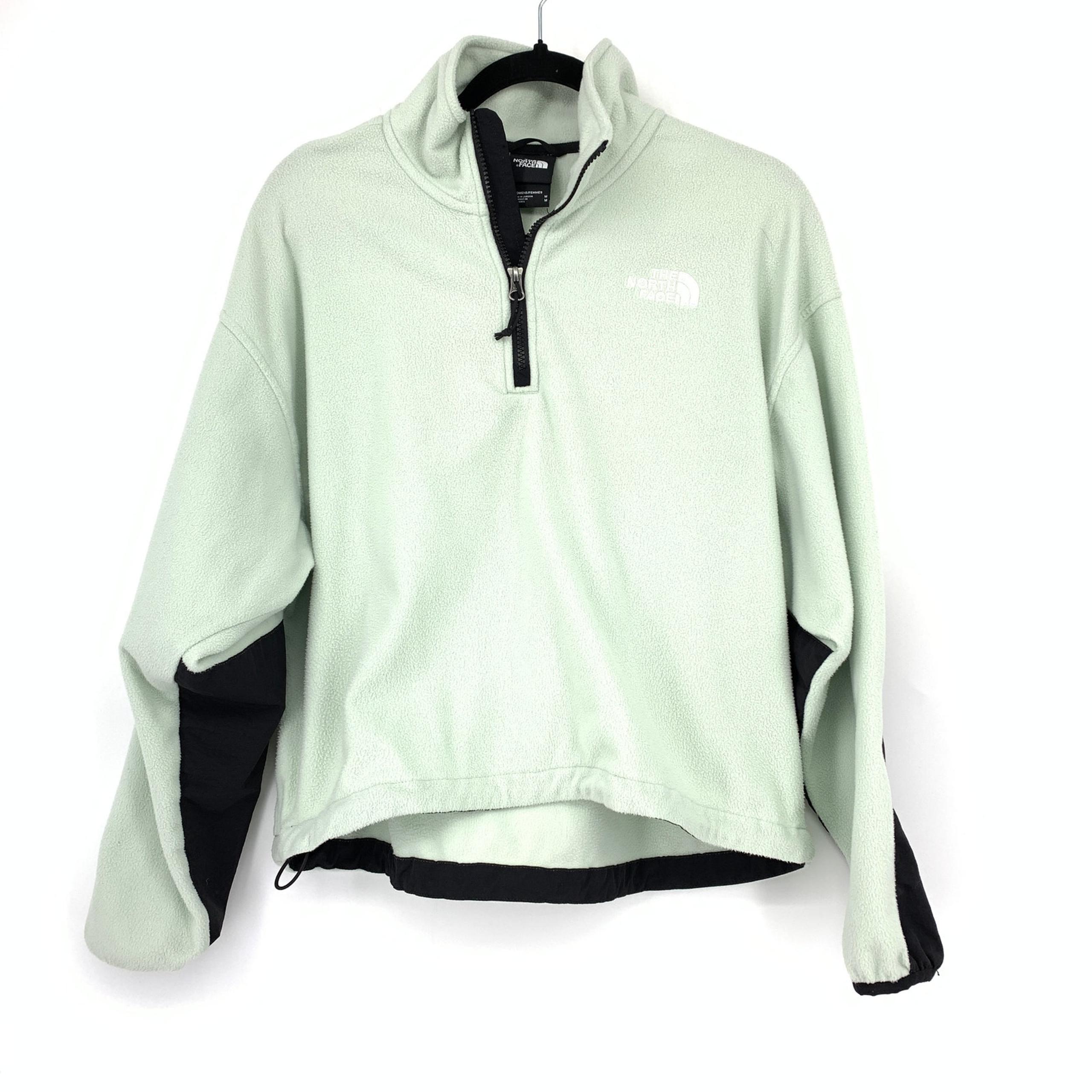 The North Face 1/4 Zip Pullover Fleece Womens Size Medium Pale Green Black