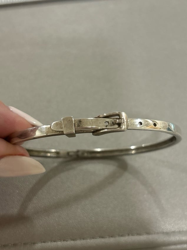 Vintage sterling silver buckle bangle bracelet