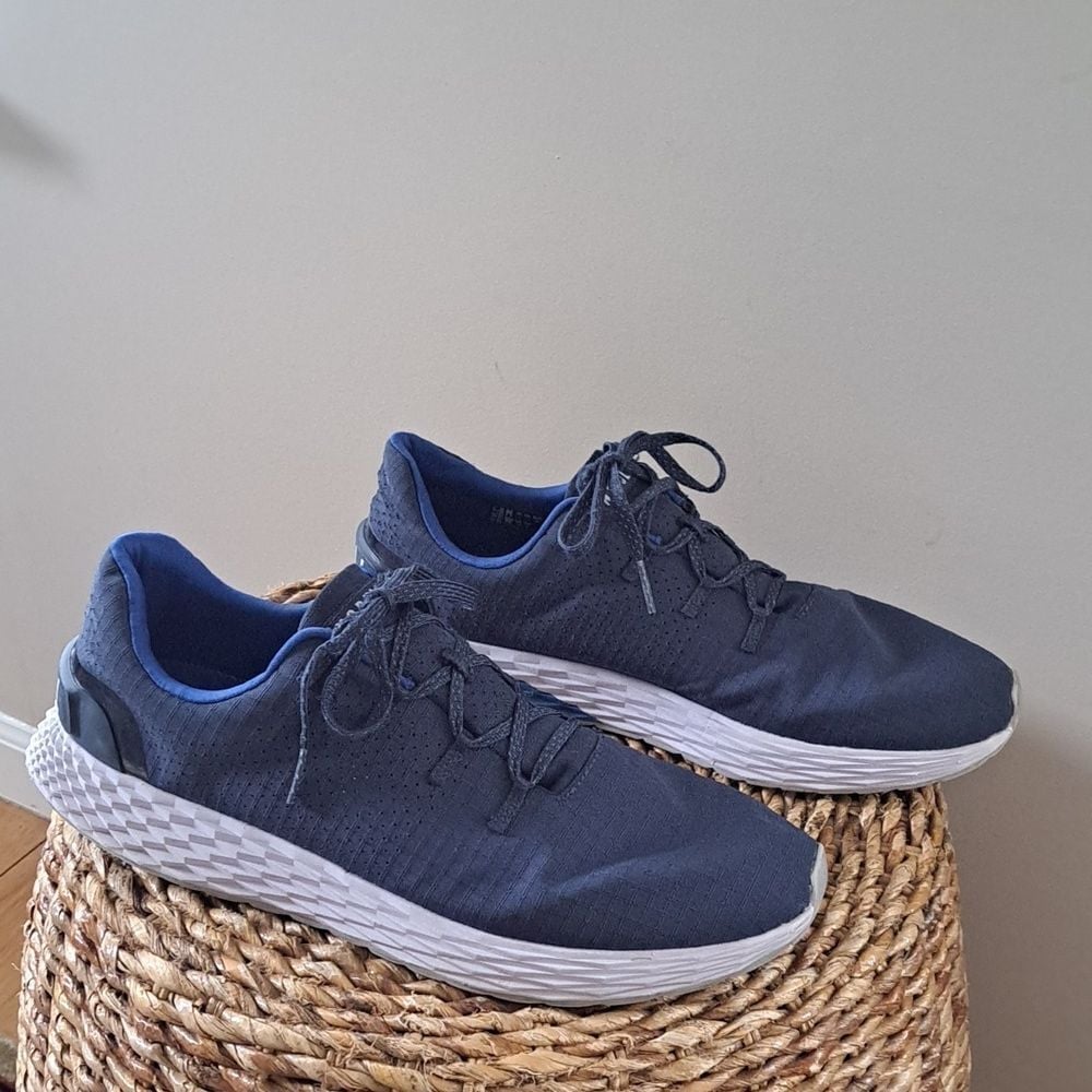 Nobull Mens Navy Knit Running/Training Sneakers White Soles Size 14