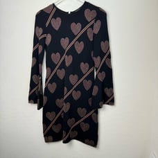 Ted Baker Uzeniaa Glitter Heart Knit Swing Dress Black Rose Gold Metallic 0
