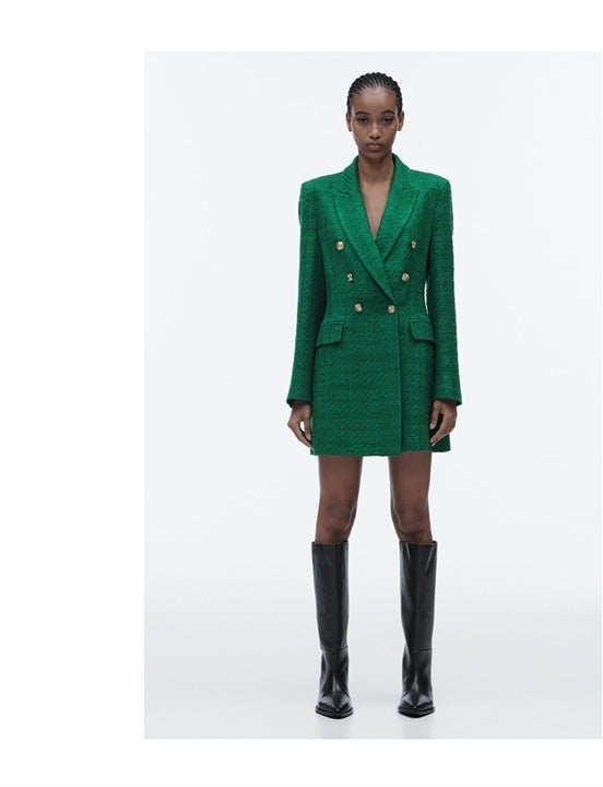ZARA STRUCTURED BLAZER DOUBLE BREASTED JACKET GREEN S 2617 / 457 S