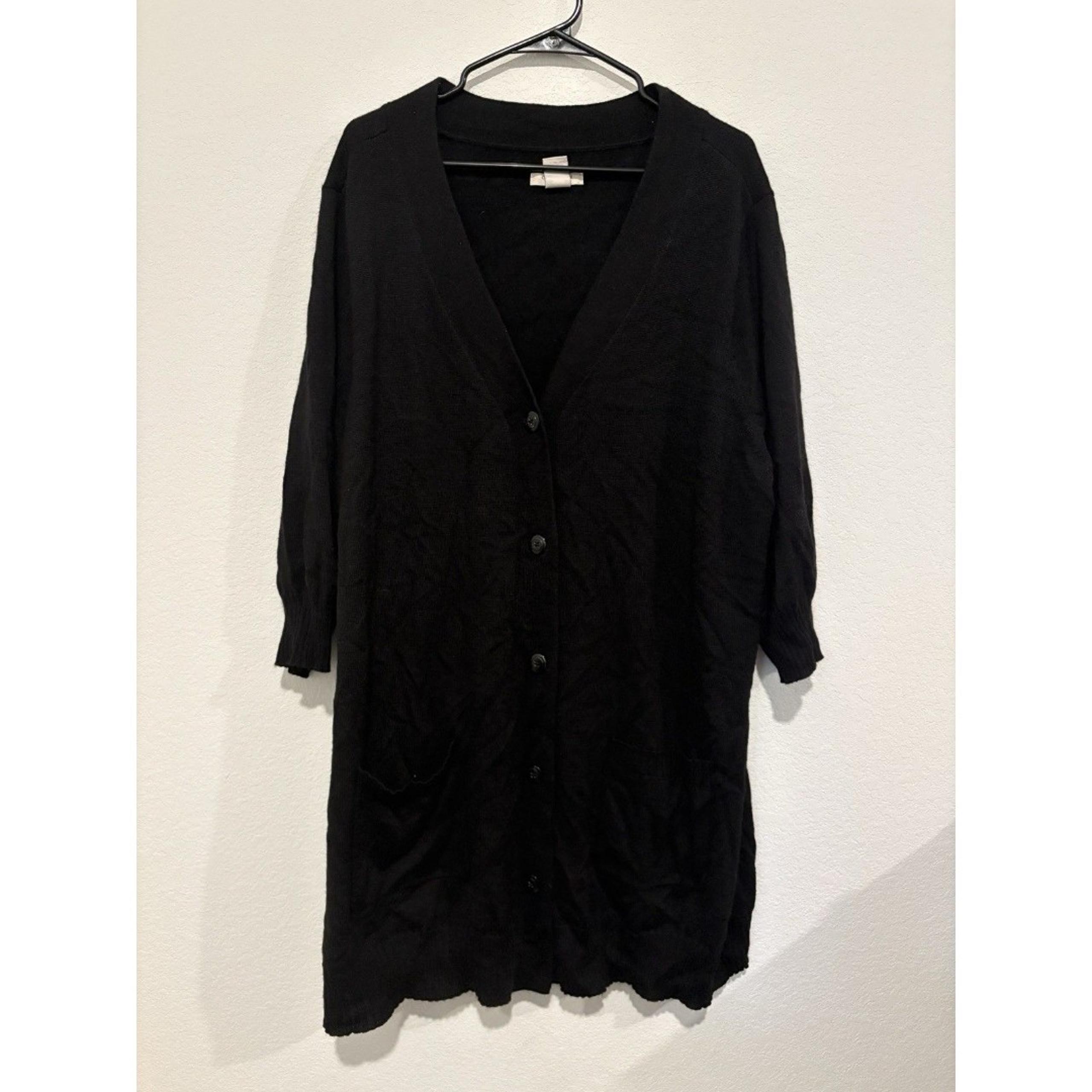 Covington Women Black Button Up Pocketed Sweater Plus Size 24/26W