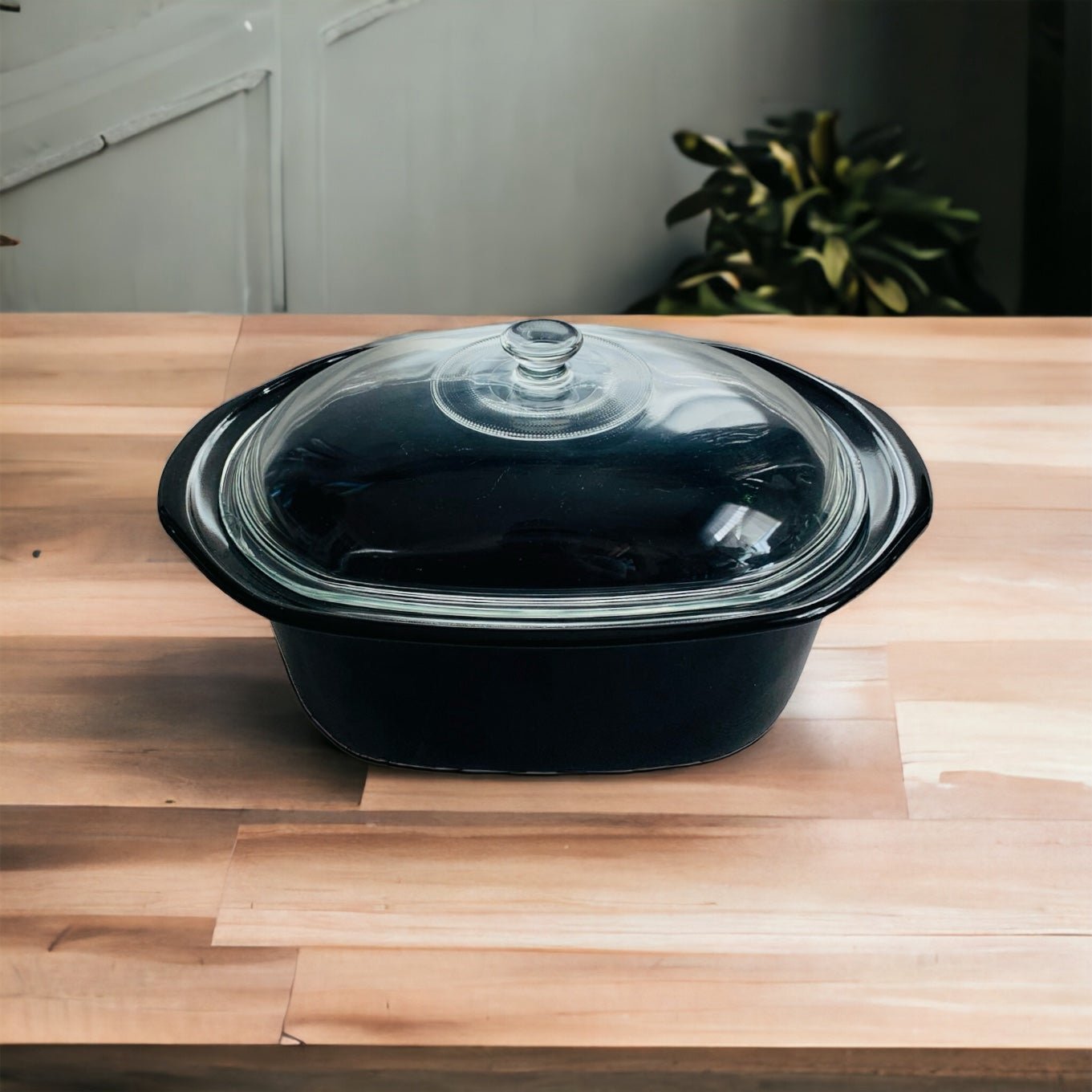 Large Casserole Black Glazed Ceramic Oval Dutch Oven w/ Lid Baking Pot Crockpot