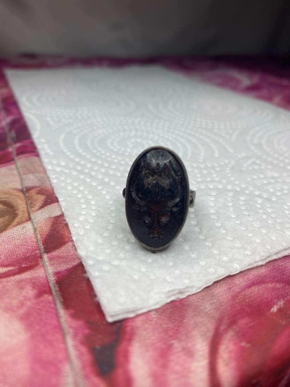 Vintage 925 deer with axe carved ring