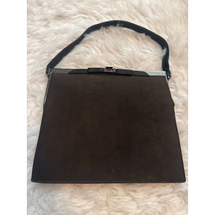 Vintage Loewe Structured Box Tote Purse w Compact Mirror Spain-AS IS