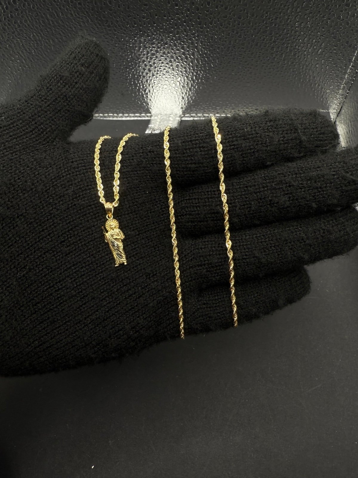 10K Gold Small Saint Jude With 10K Gold Rope Chain