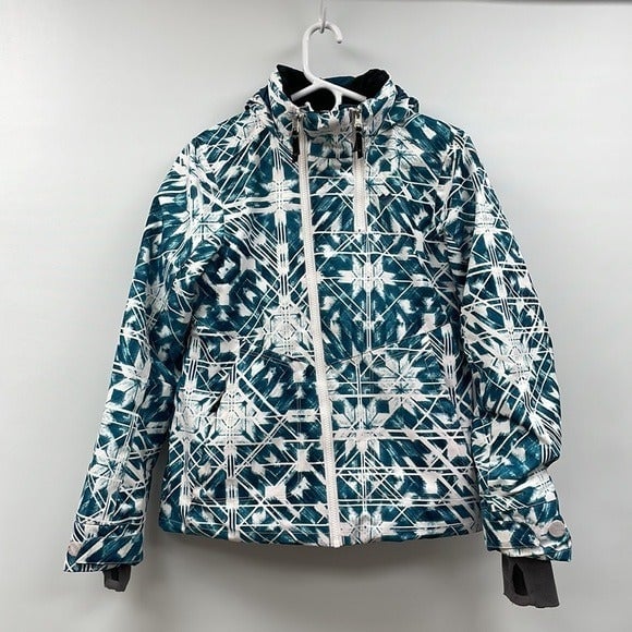 Teen Girl's Obermeyer Taja Geometric Winter Puffer Jacket Ski Snow Outdoor Teal