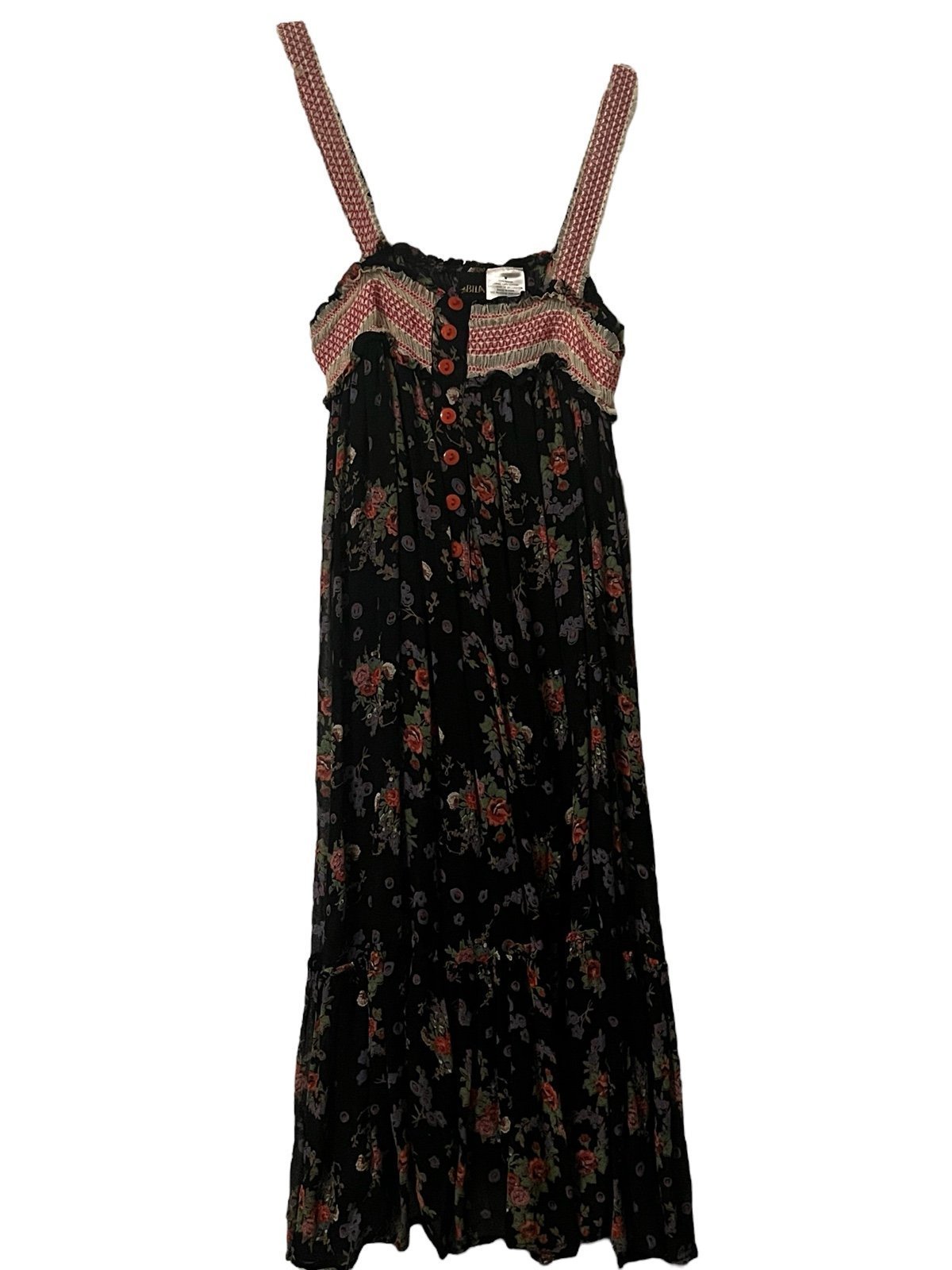 Black Sleeveless Dress with Floral Design Women’s