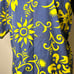 Vintage 60s Blue Yellow Hawaiian Print VHY Textiles Smock Tunic